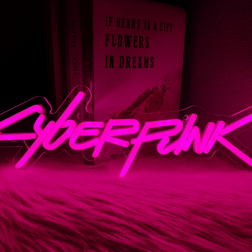 Cyberpunk Vibrant Pink Neon Sign